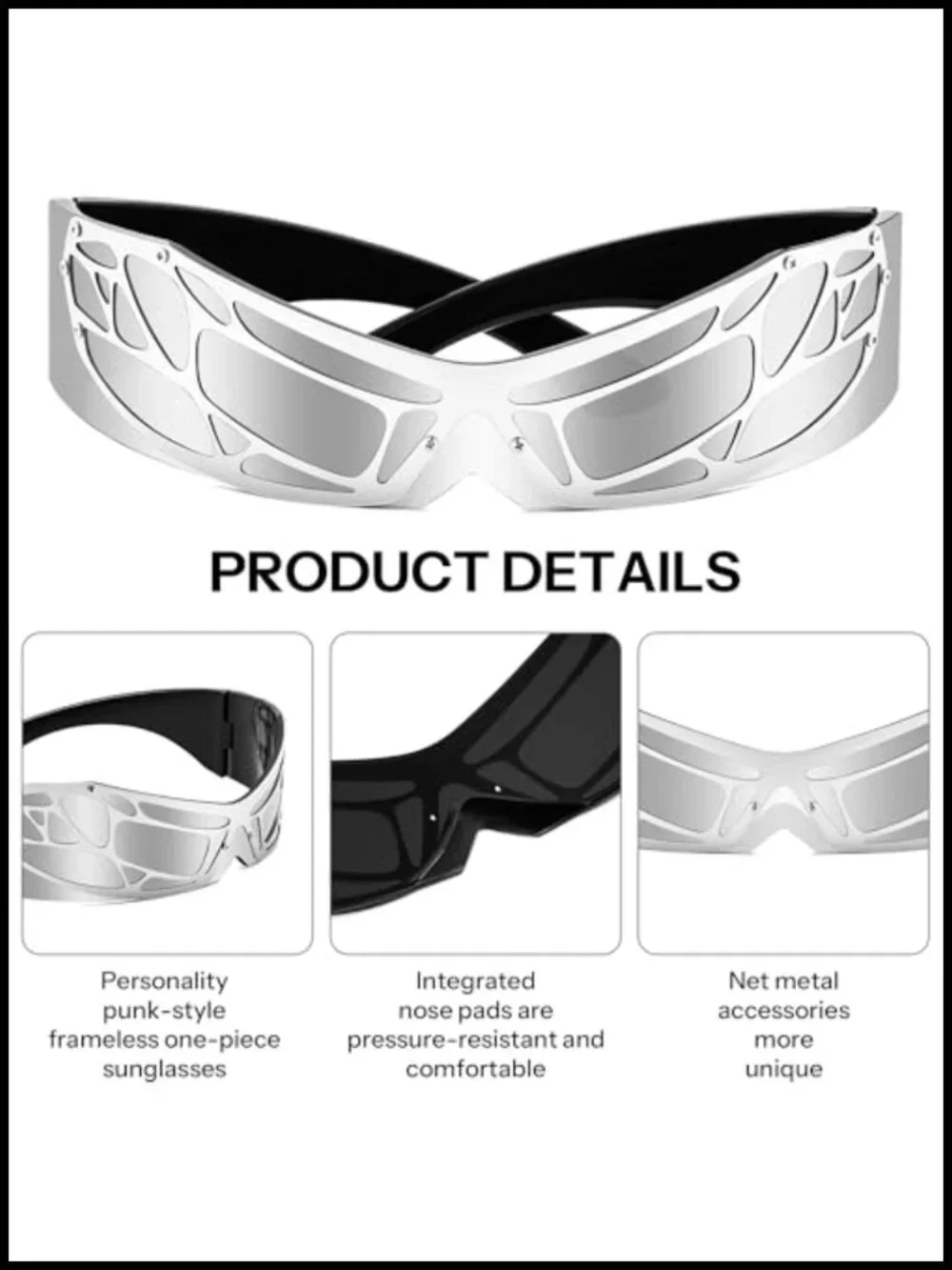 80s Futuristic Cyclops Cyber Visor Sunglasses Unisex Punk Cosplay Rave